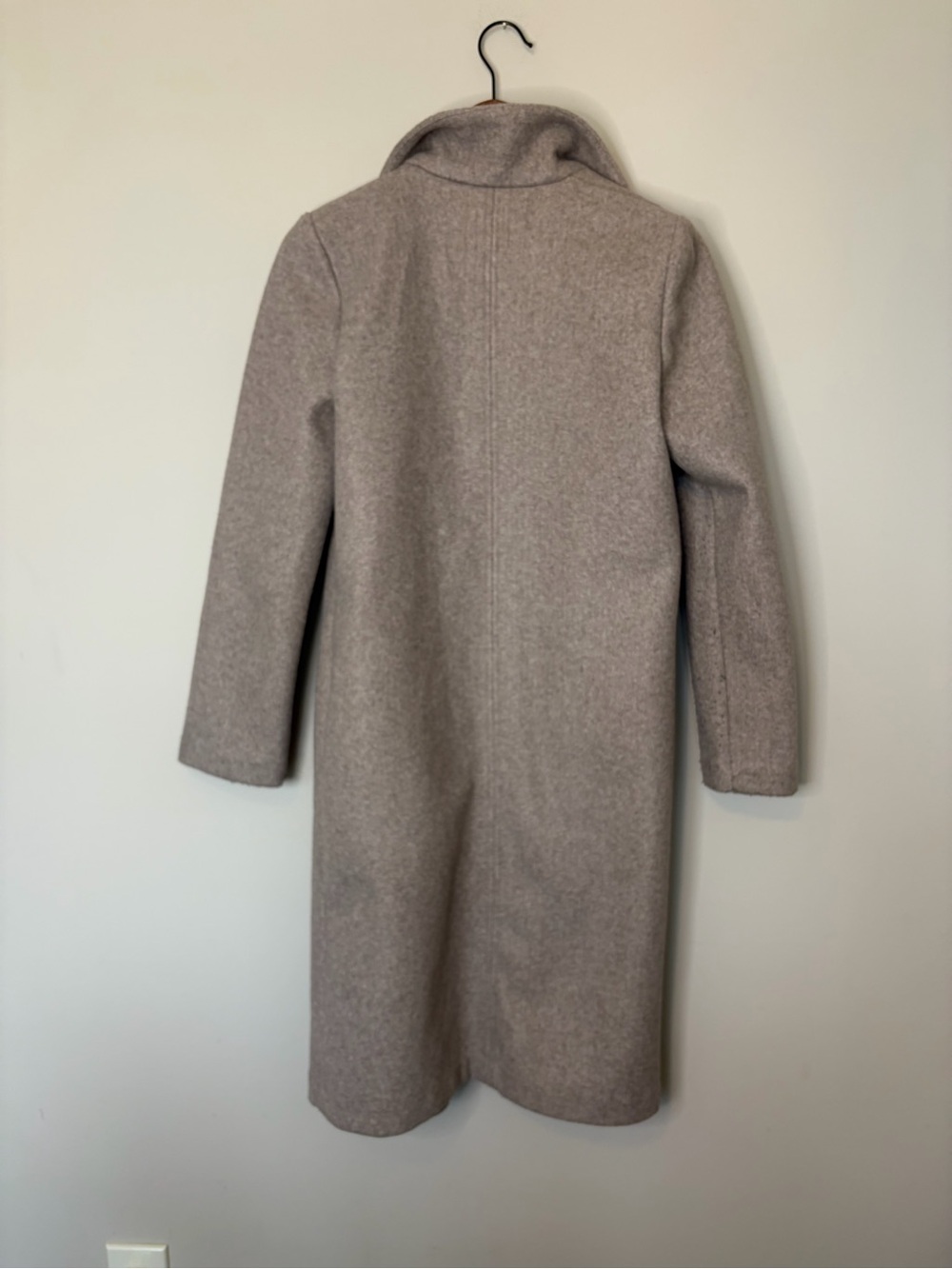 ZARA Taupe Longline Open-Front Trench Coat Wool Blend Tan Small - Picture 2 of 3